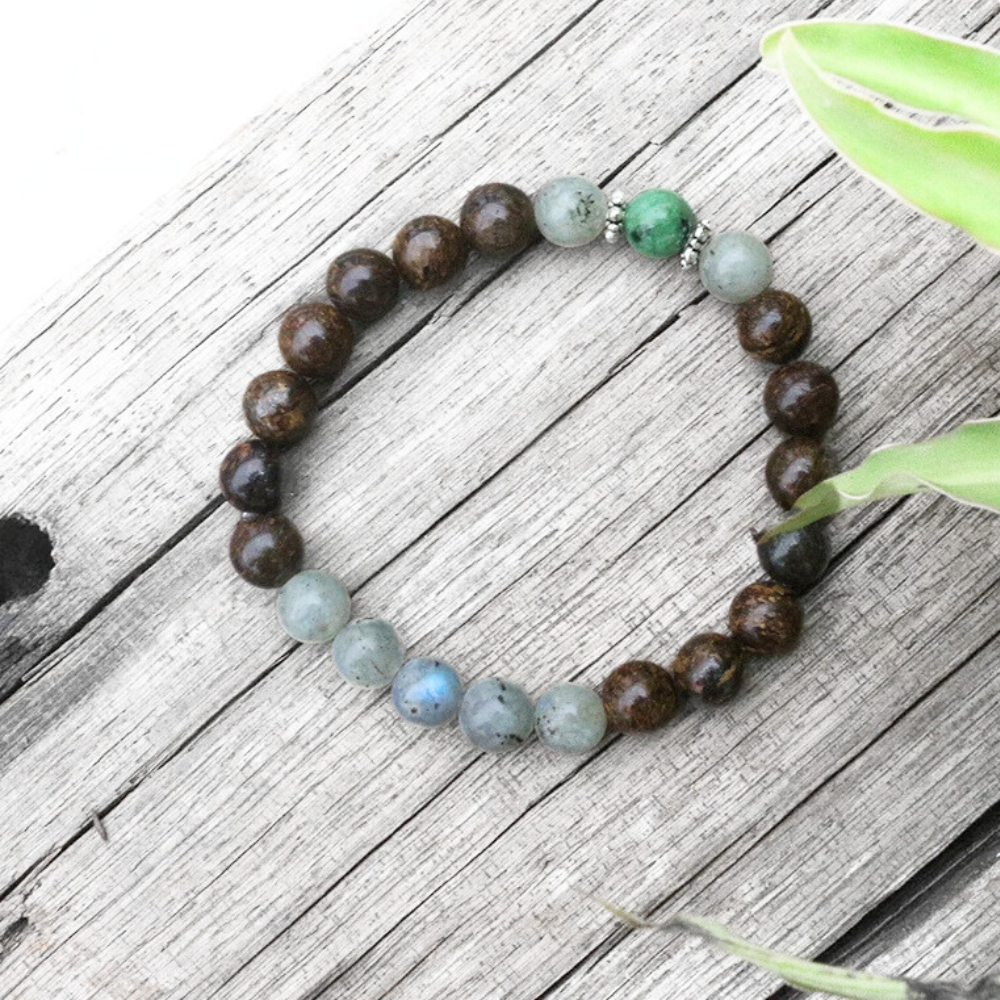 Bronzite, Labradorite and Ruby Zoisite Bracelet - Grounding & Empowerment
