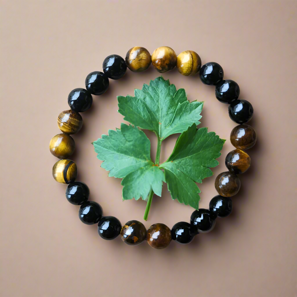Black Onyx and Tiger Eye Mala Bracelet - Strength and Protection