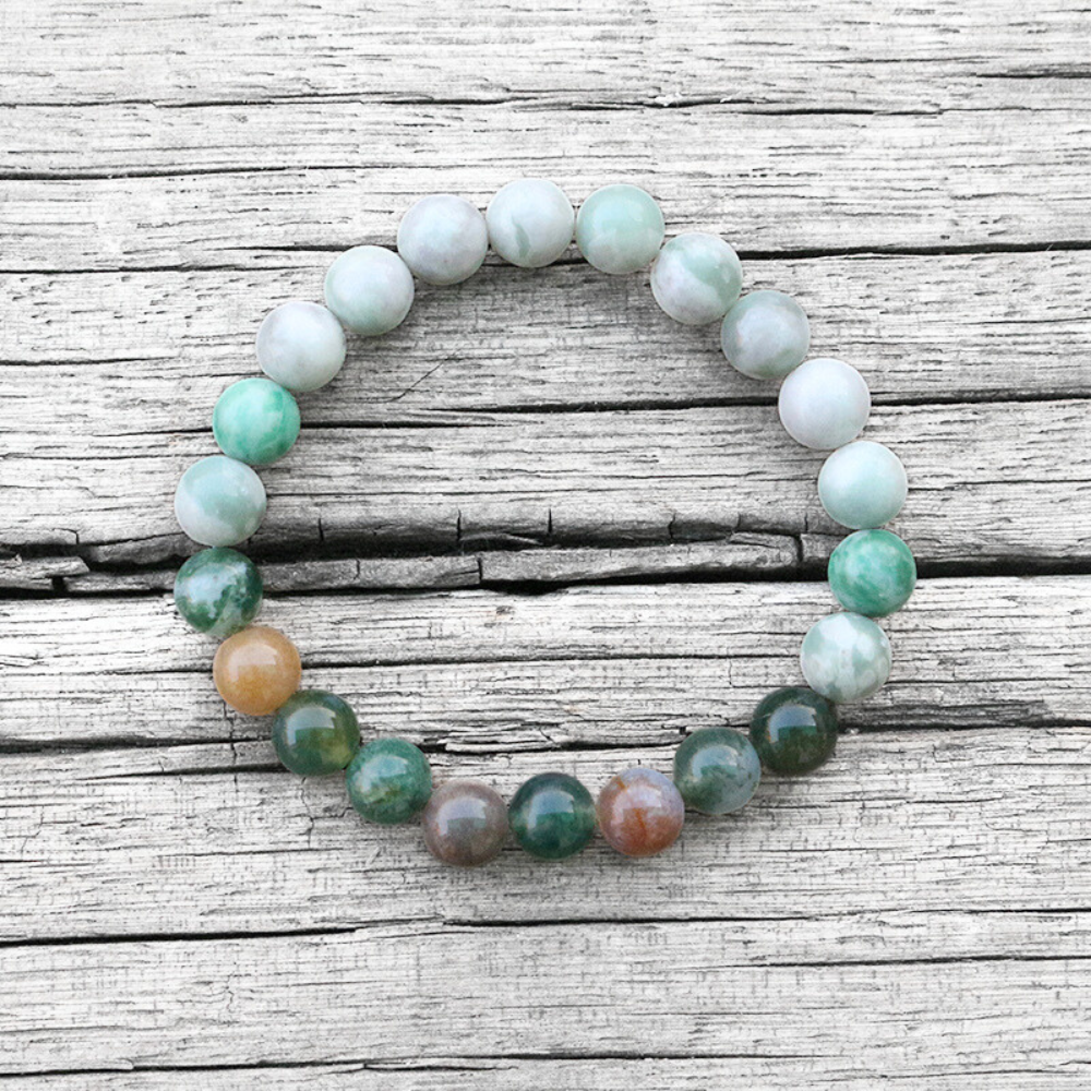 Lucky Jasper and Indian Agate Mala Bracelet – Luck and Harmony