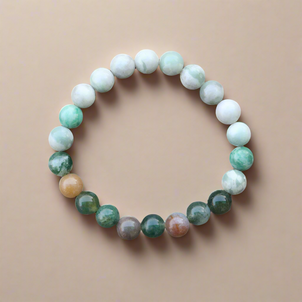 Lucky Jasper and Indian Agate Mala Bracelet – Luck and Harmony