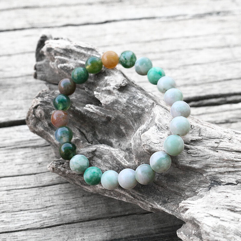 Lucky Jasper and Indian Agate Mala Bracelet – Luck and Harmony