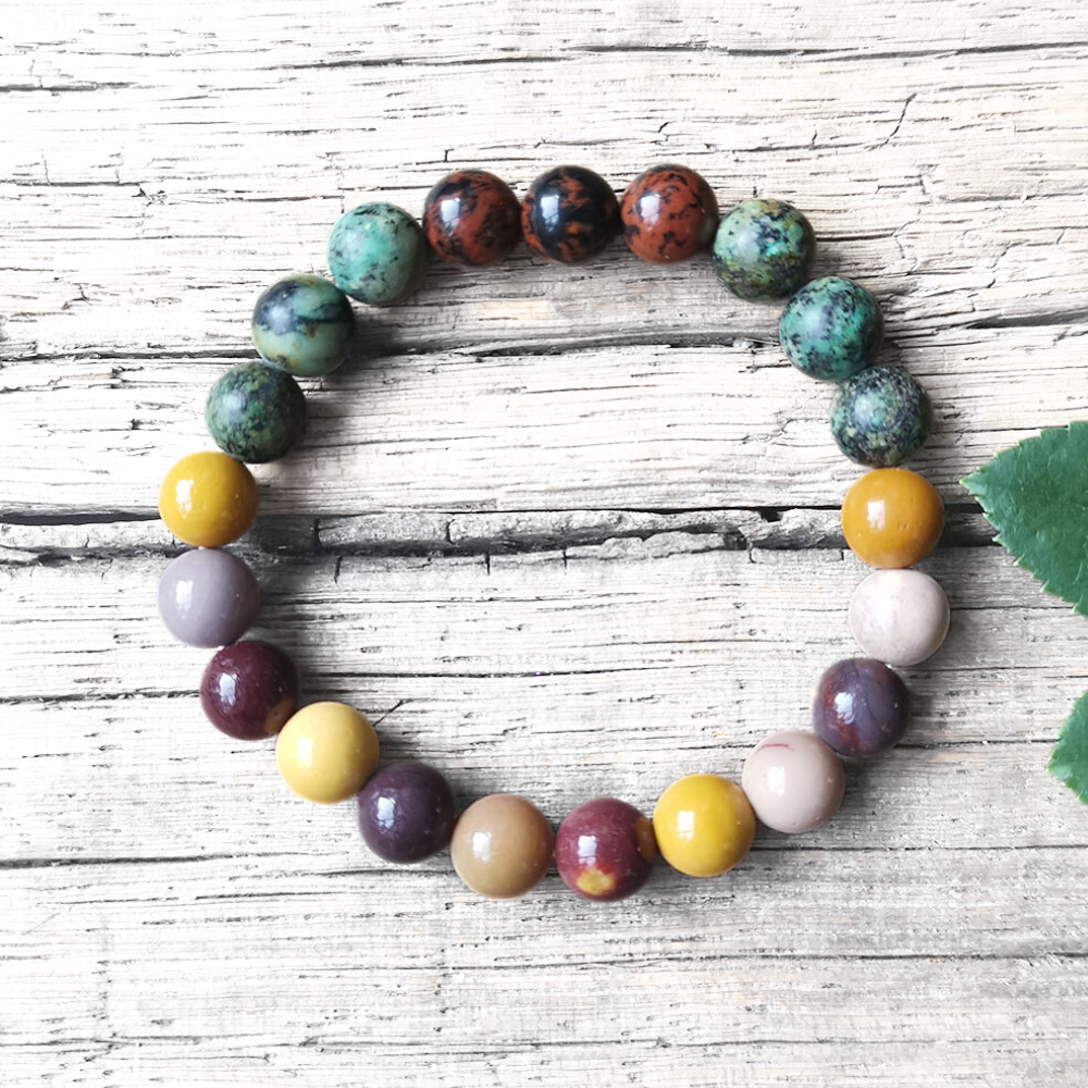 Mookaite and African Turquoise Mala Bracelet - Balance and Growth