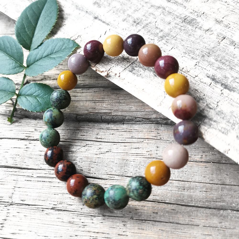 Mookaite and African Turquoise Mala Bracelet - Balance and Growth