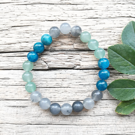 Apatite, Green Aventurine, and Gray Onyx Mala Bracelet – Clarity & Prosperity