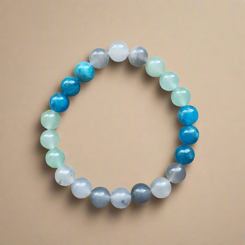 Apatite, Green Aventurine, and Gray Onyx Mala Bracelet – Clarity & Prosperity