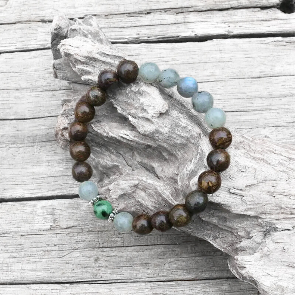 Bronzite, Labradorite and Ruby Zoisite Bracelet – Grounding & Empowerment