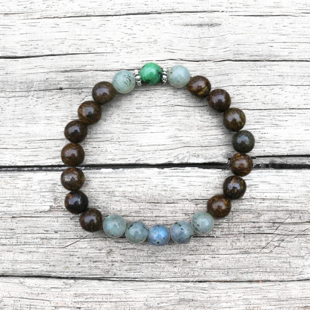 Bronzite, Labradorite and Ruby Zoisite Bracelet – Grounding & Empowerment