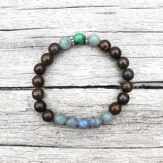 Bronzite, Labradorite and Ruby Zoisite Bracelet - Grounding & Empowerment