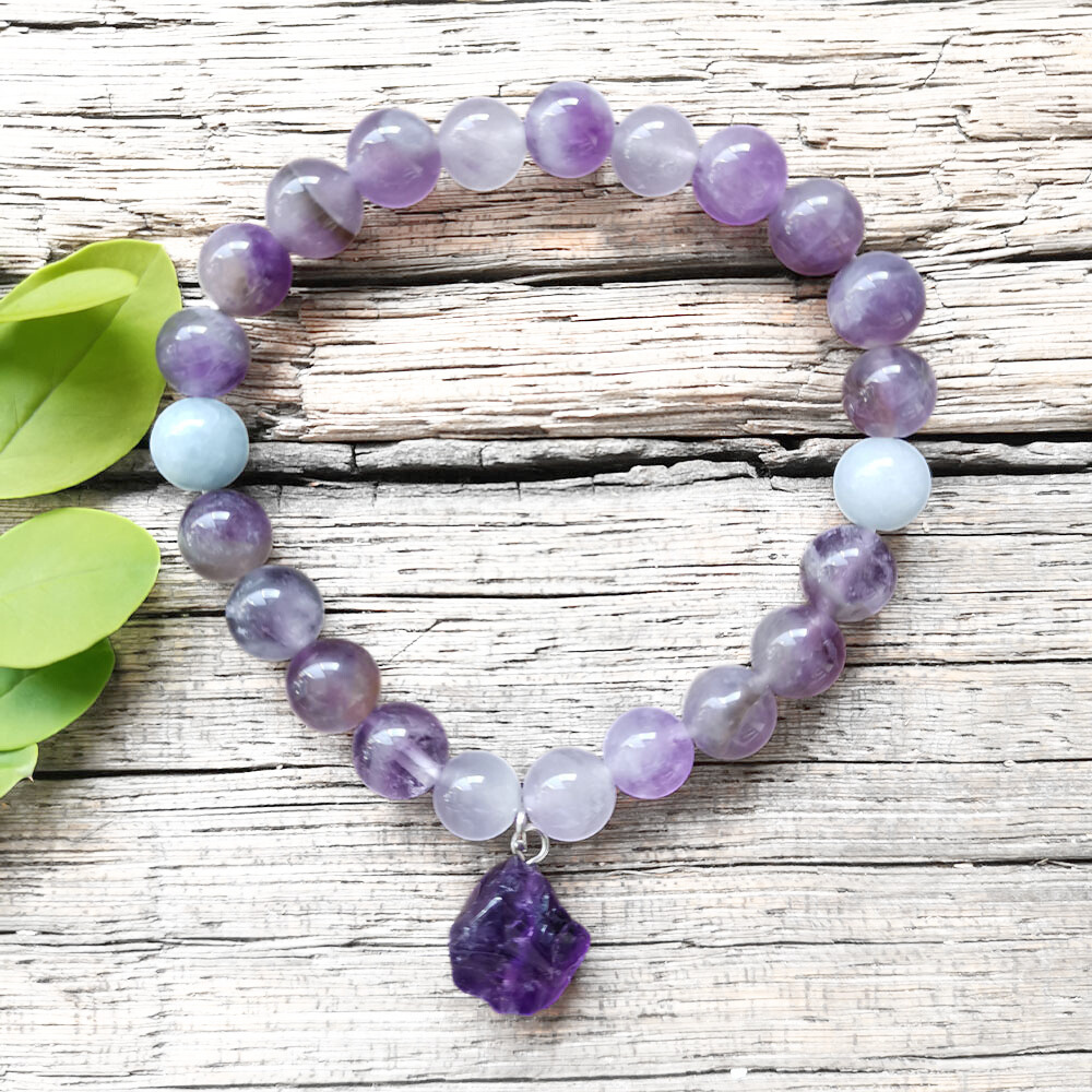 Amethyst Mala Bead Necklace With Pendant – Calmness and Chakra Balance