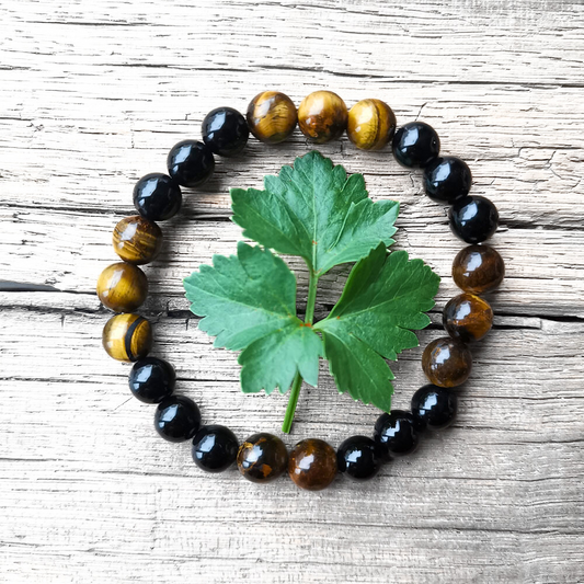 Black Onyx and Tiger Eye Mala Bracelet – Strength and Protection