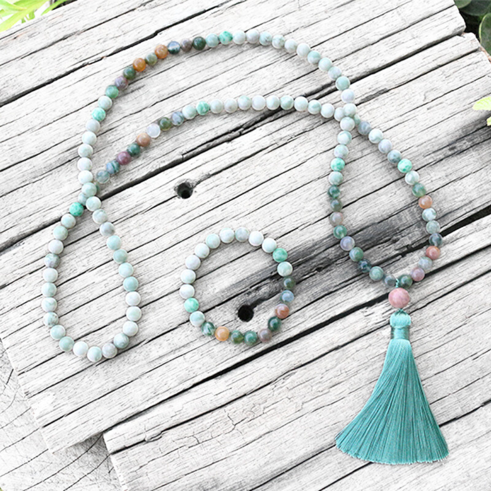 Lucky Jasper and Indian Agate Mala Necklace – Luck and Harmony