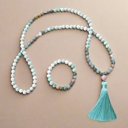 Lucky Jasper and Indian Agate Mala Necklace – Luck and Harmony