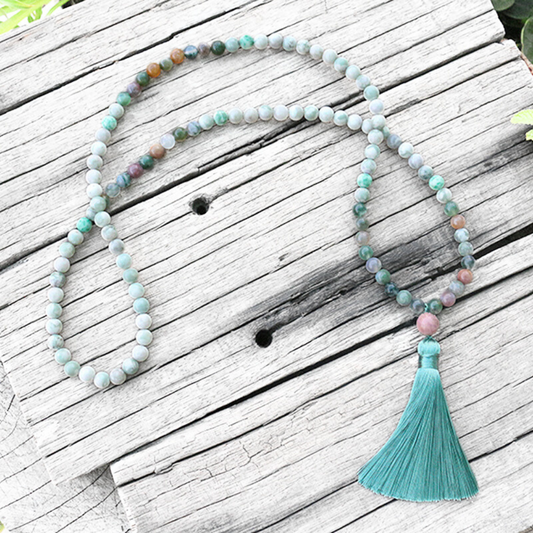 Lucky Jasper and Indian Agate Mala Necklace – Luck and Harmony