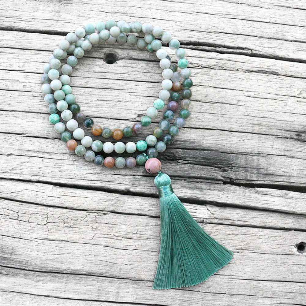 Lucky Jasper and Indian Agate Mala Necklace – Luck and Harmony