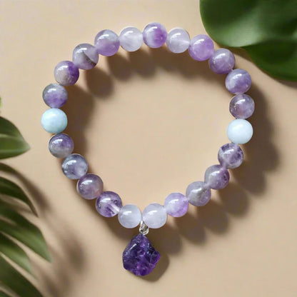 Amethyst Mala Bracelet – Calmness and Chakra Balance Bracelet - Harmony Mala