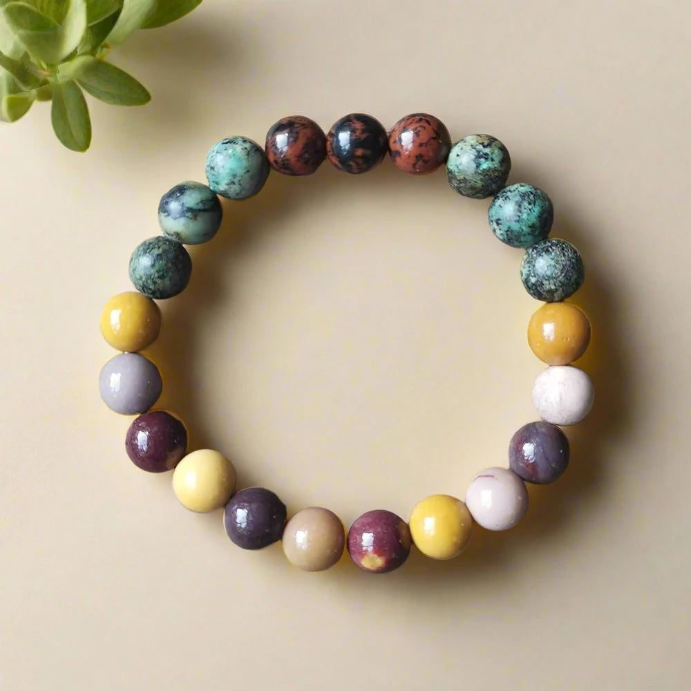 Mookaite and African Turquoise Mala Bracelet – Balance and Growth Bracelet - Harmony Mala